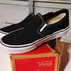 Vans Black and White Slip-On Shoes